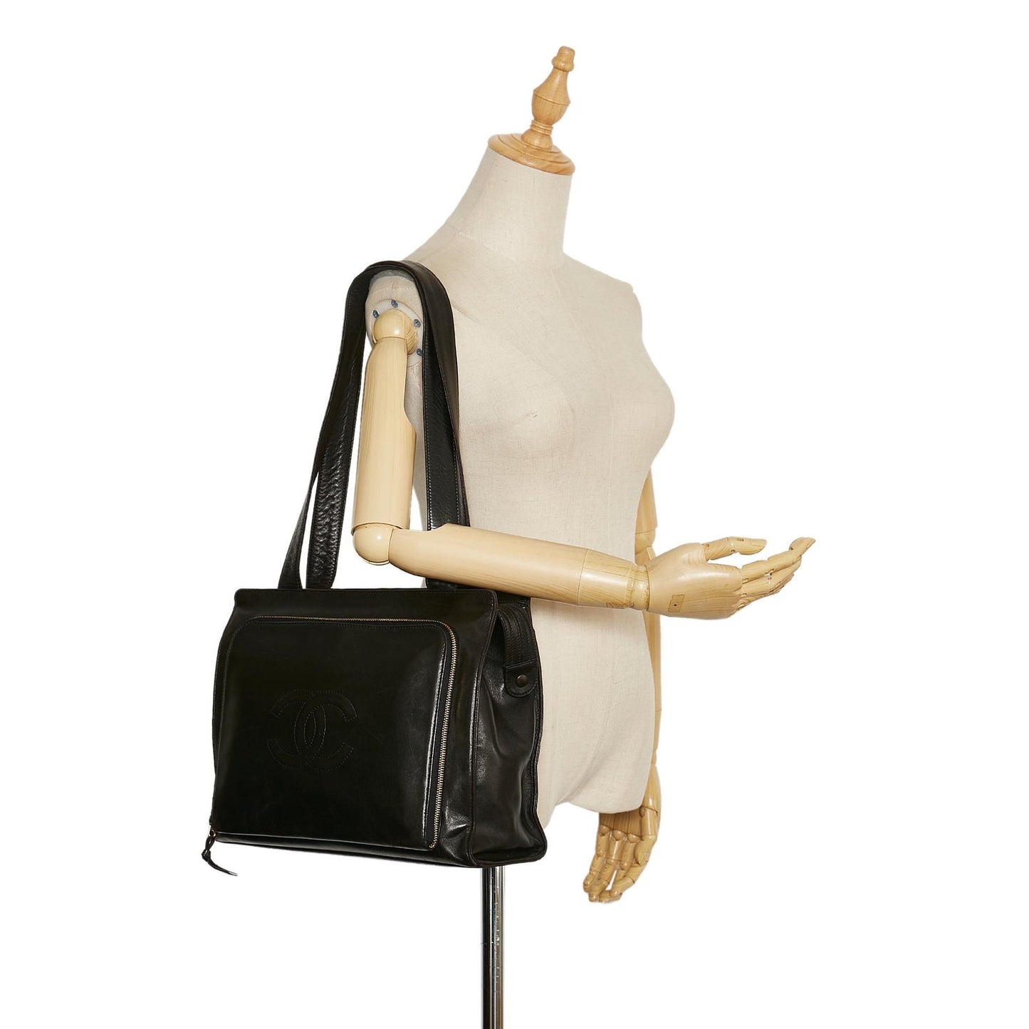 Chanel Timeless Front Pocket Shoulder Bag Chocolate Brown