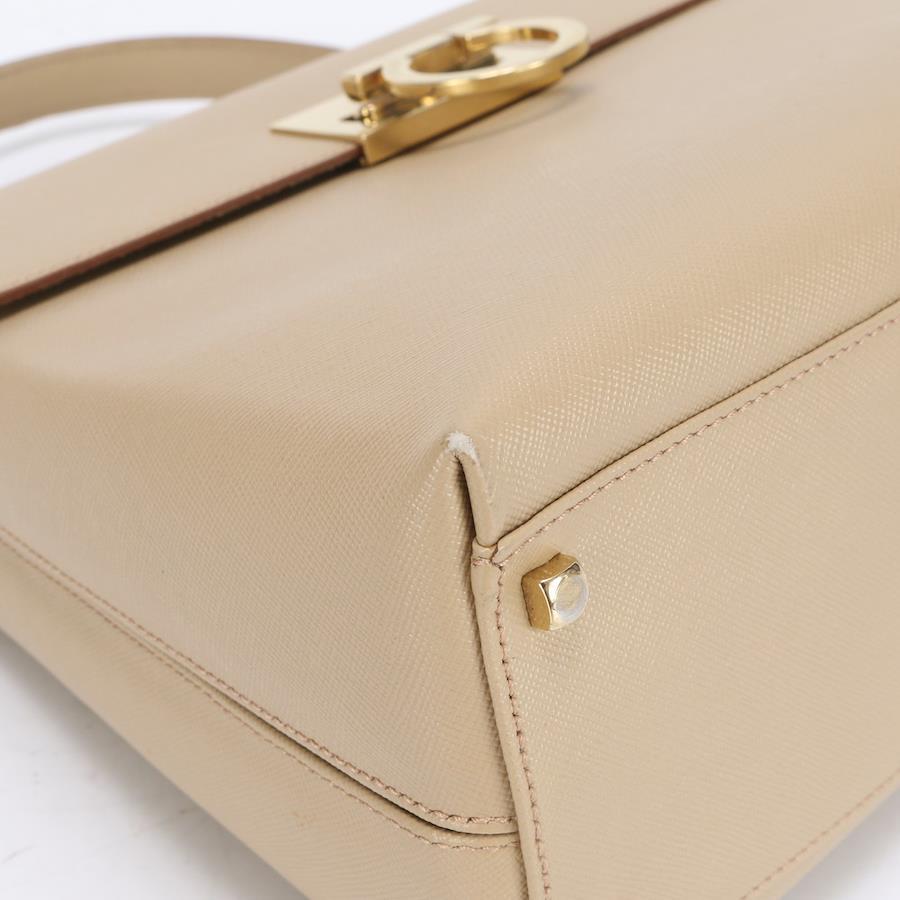 Salvatore Ferragamo handbag in beige leather with gold hardware