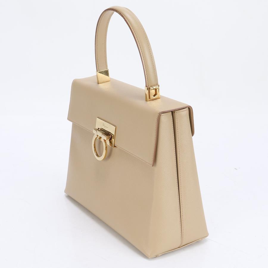Salvatore Ferragamo handbag in beige leather with gold hardware