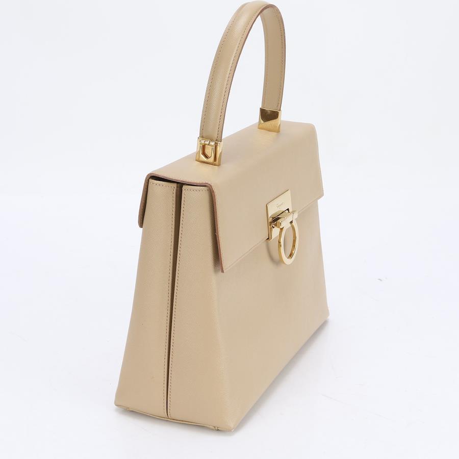 Salvatore Ferragamo handbag in beige leather with gold hardware
