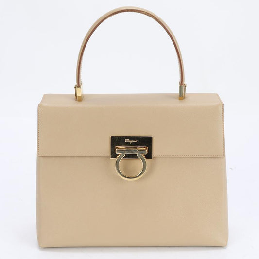 Salvatore Ferragamo handbag in beige leather with gold hardware