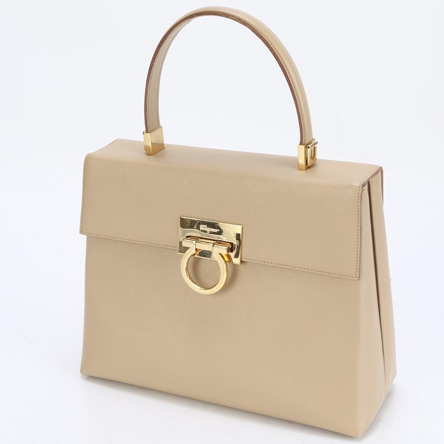 Salvatore Ferragamo handbag in beige leather with gold hardware