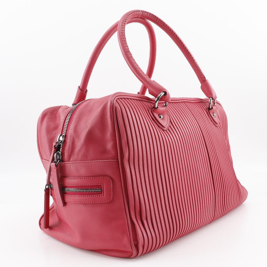 Giorgio Armani BostonTote Bag Leather Raspberry Pink Shoulder Handbag