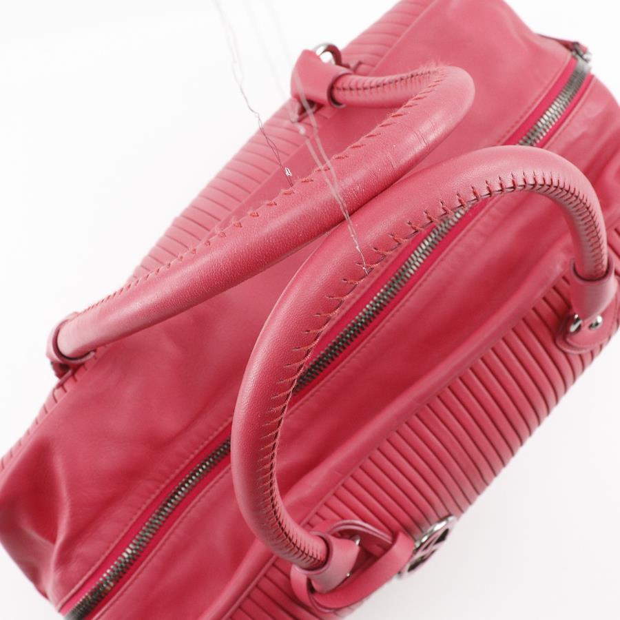 Giorgio Armani BostonTote Bag Leather Raspberry Pink Shoulder Handbag