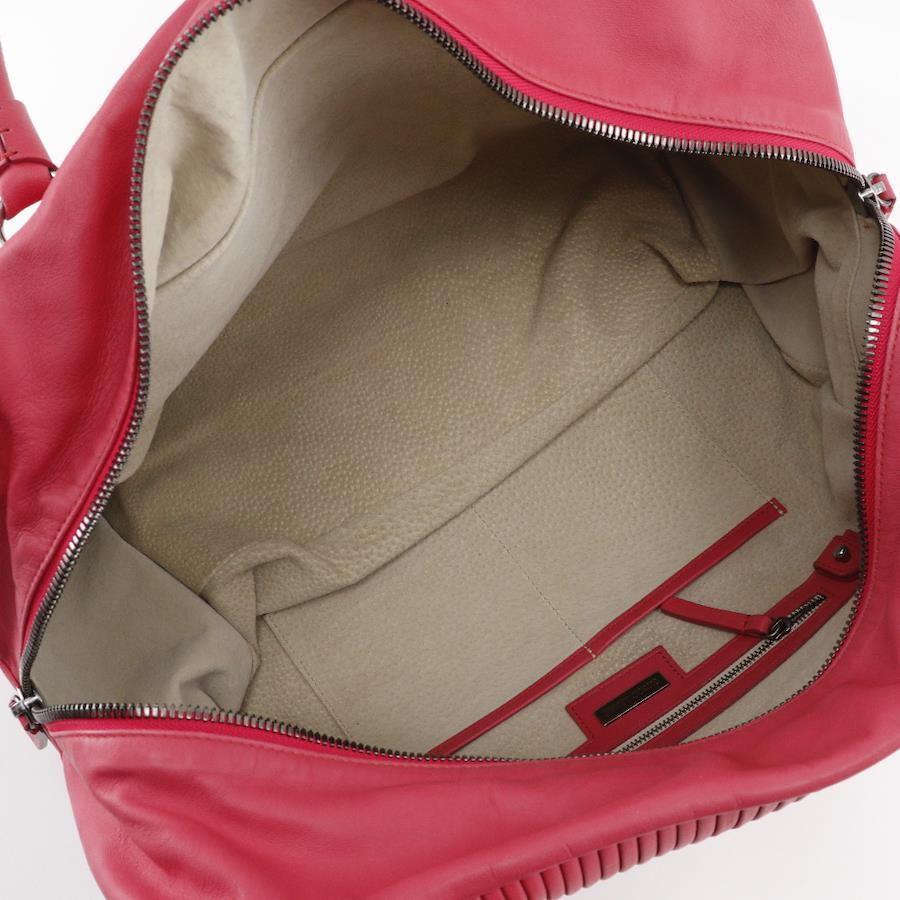 Giorgio Armani BostonTote Bag Leather Raspberry Pink Shoulder Handbag