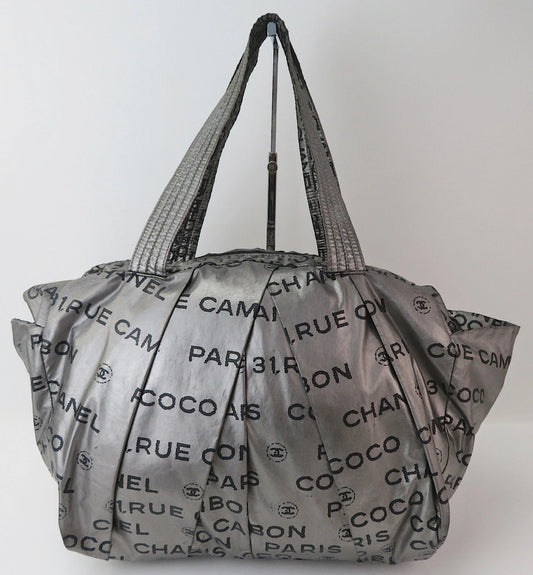 Chanel 31 Rue Cambon Silver Nylon Shoulder Bag
