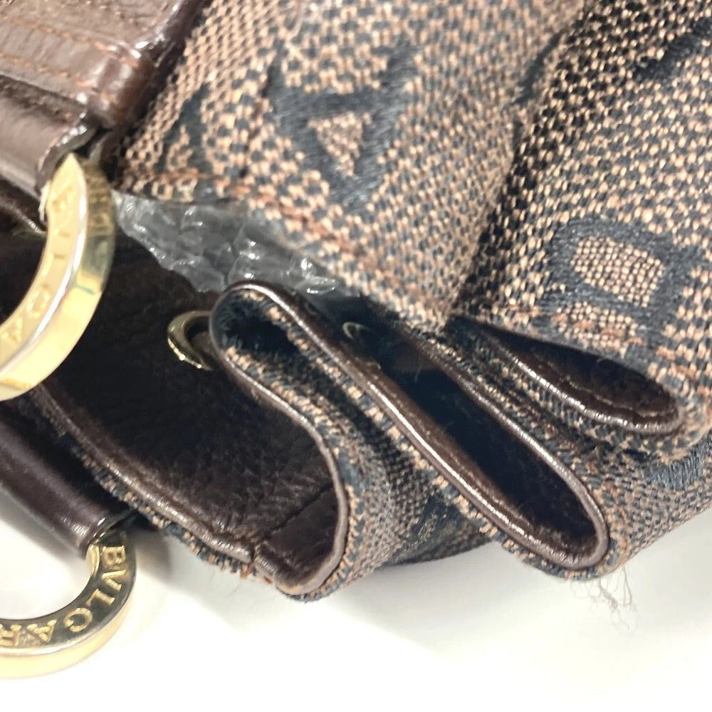 BVLGARI Bag Leather/ Canvas Brown Logo mania