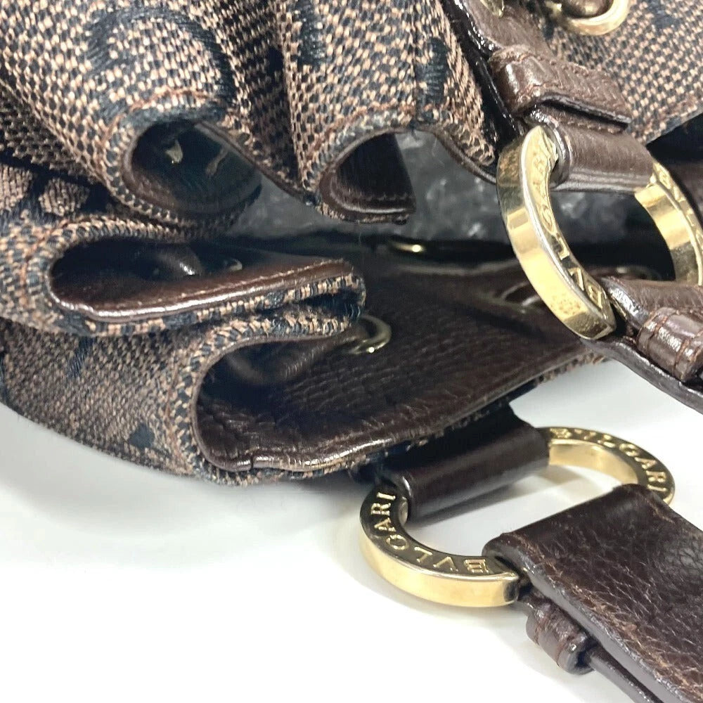 BVLGARI Bag Leather/ Canvas Brown Logo mania