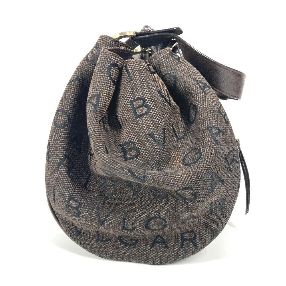 BVLGARI Bag Leather/ Canvas Brown Logo mania