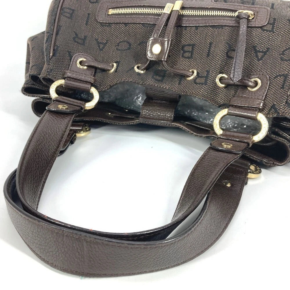 BVLGARI Bag Leather/ Canvas Brown Logo mania