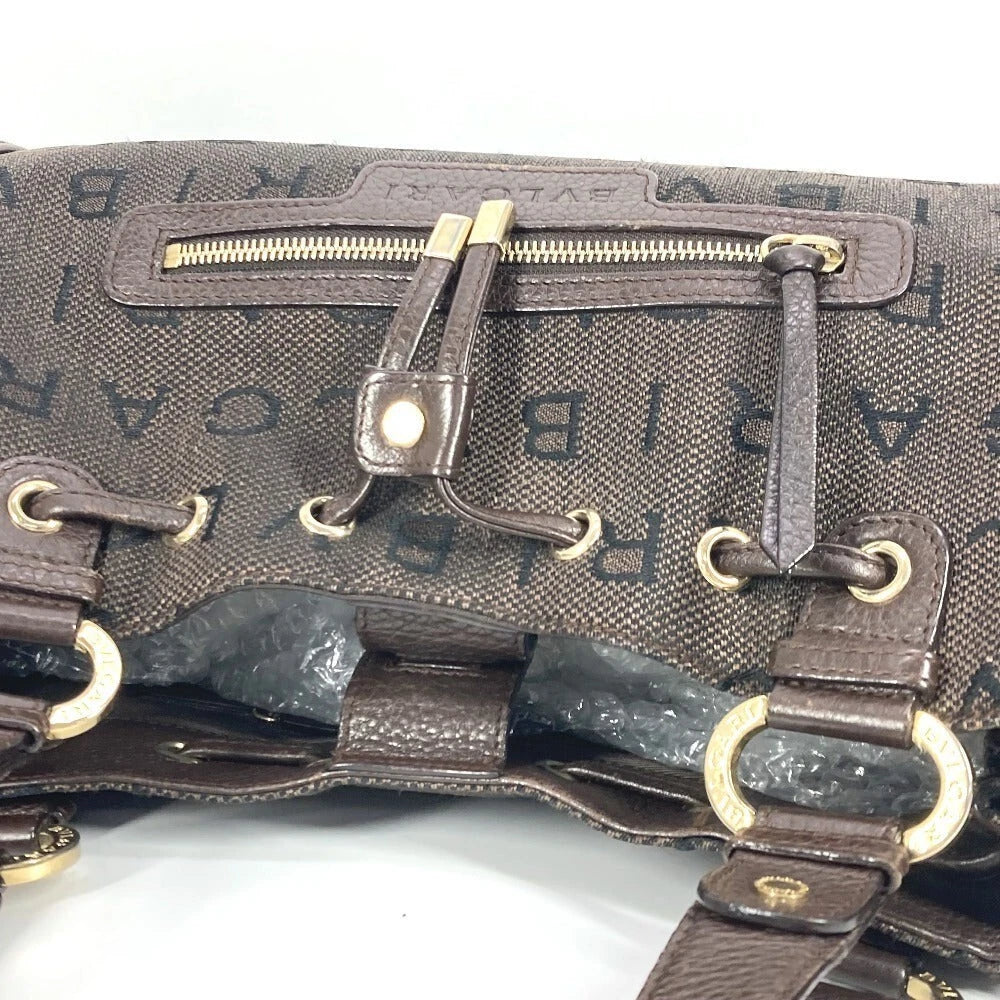 BVLGARI Bag Leather/ Canvas Brown Logo mania