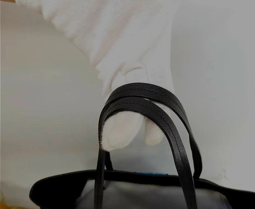 Prada Tote Bag Trompe L'oeil Saffian Black Nylon Shoulder Bag