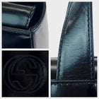 GUCCI Interlocking G Black Patent Leather Silver Hardware Vintage Top Handle Bag
