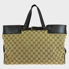 Gucci Brown GG Canvas Leather Tote Bag Large