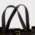 Gucci Brown GG Canvas Leather Tote Bag Large