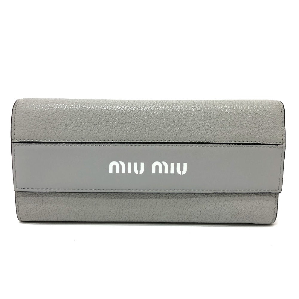 MIUMIU Long Wallet Leather Grey logo