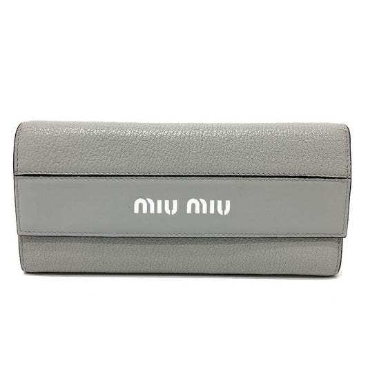 MIUMIU Long Wallet Leather Grey logo
