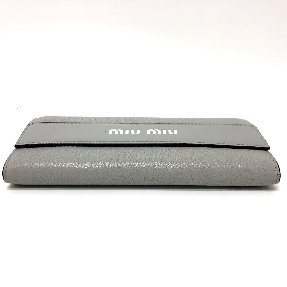 MIUMIU Long Wallet Leather Grey logo