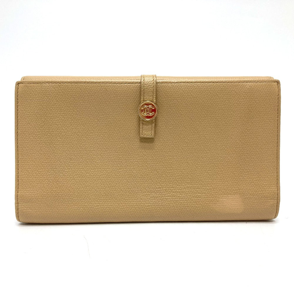 Chanel Long Wallet Leather Beige