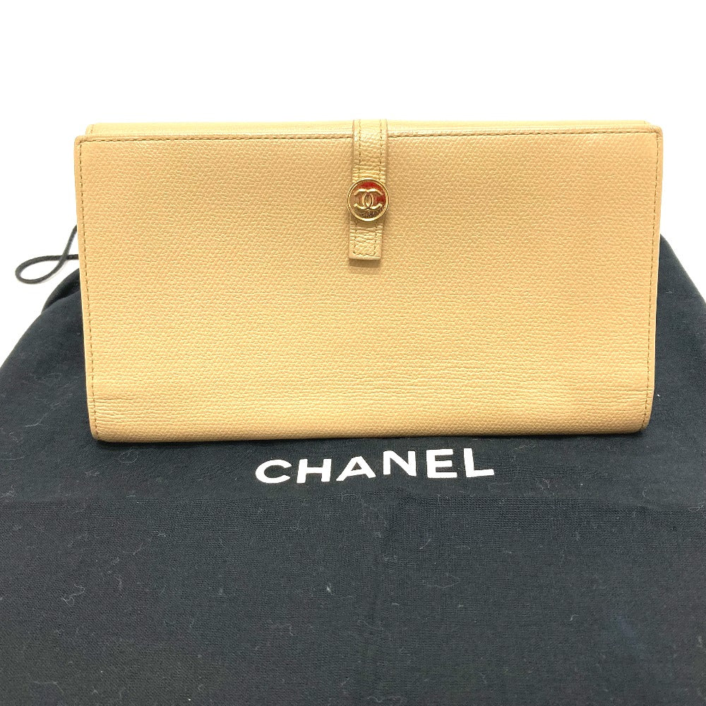Chanel Long Wallet Leather Beige