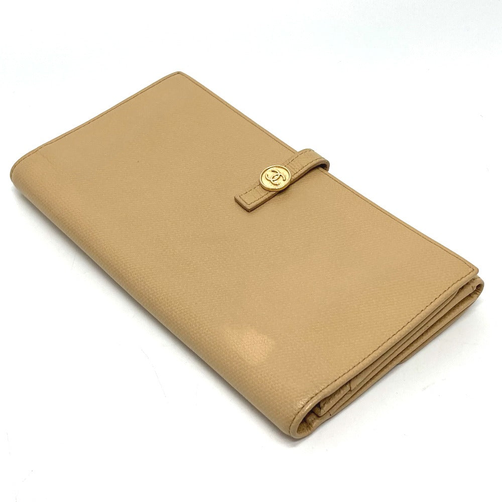 Chanel Long Wallet Leather Beige