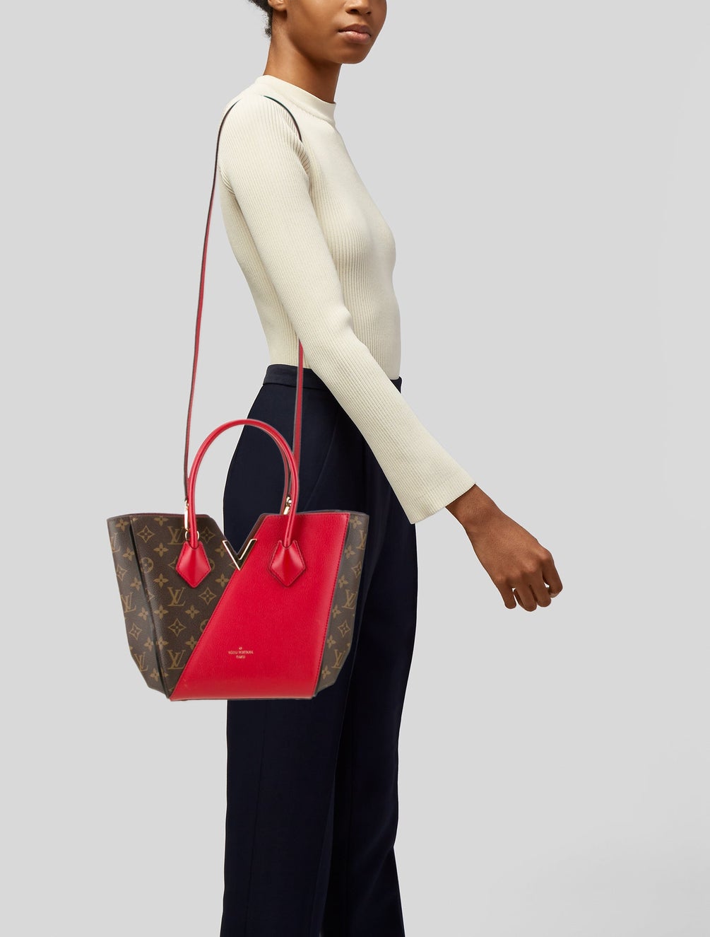 Louis Vuitton Kimono Tote PM Red Brown Leather