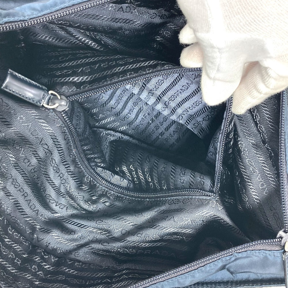 PRADA Shoulder Bag Nylon Navy Triangle logo plate