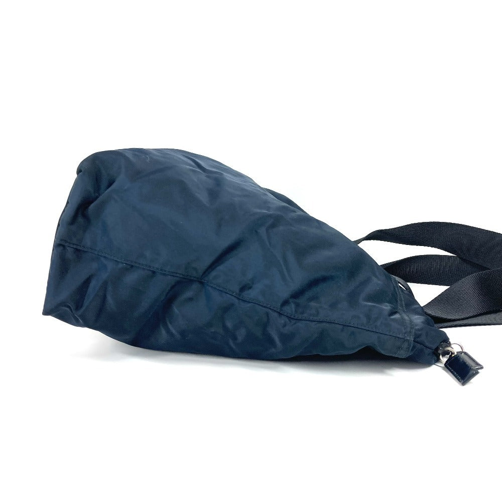 PRADA Shoulder Bag Nylon Navy Triangle logo plate