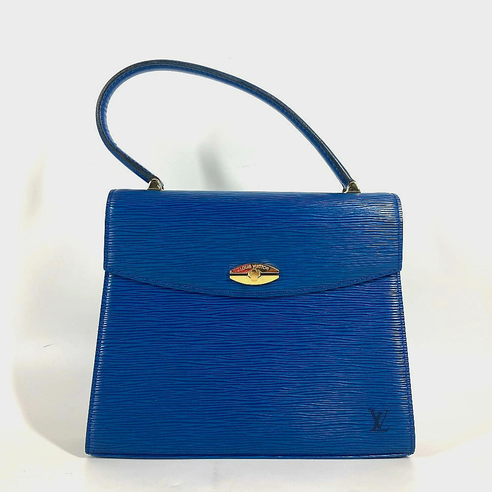 LOUIS VUITTON Handbag Epi Leather blue Epi Malesherbes