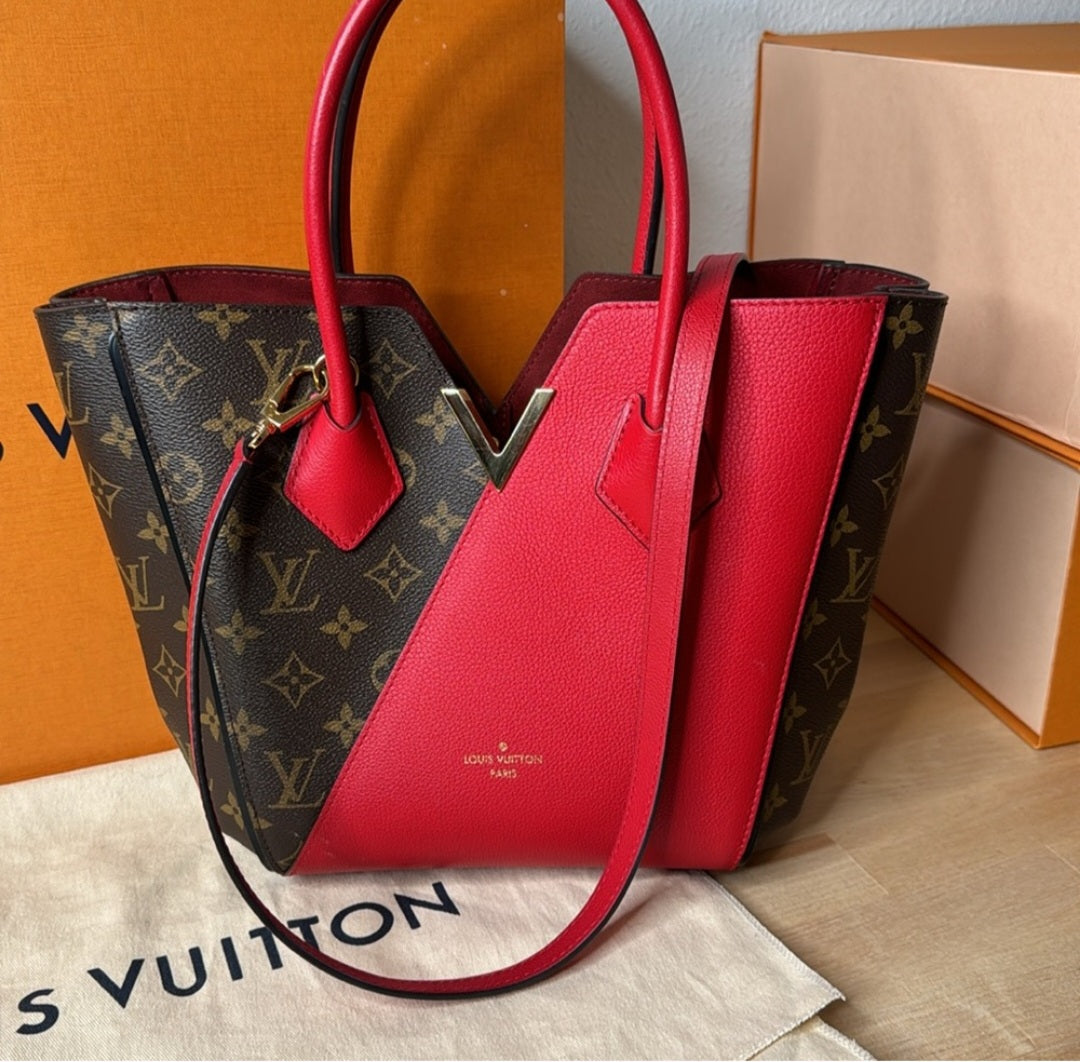 Louis Vuitton Kimono Tote PM Red Brown Leather