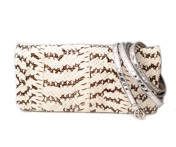 Miu Miu Python Leather 2-Way Shoulder/Clutch Bag White Brown