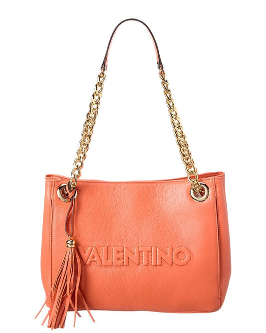 Valentino by Mario Valentino Luisa Embossed Leather Tote Shoulder bag Orange