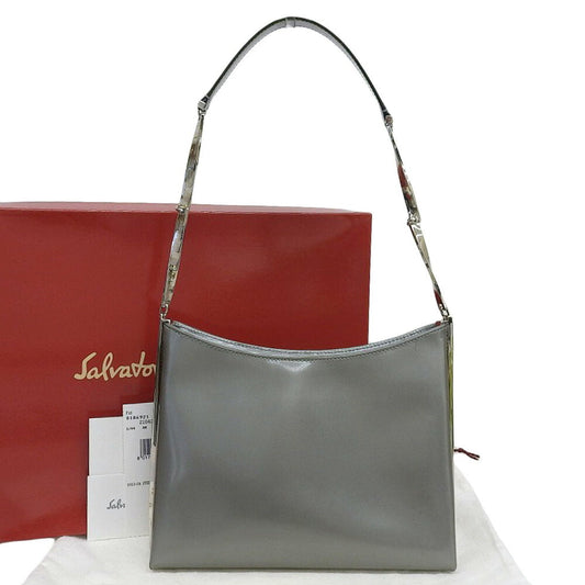 Salvatore Ferragamo Leather Shoulder Bag Silver/ Calfskin