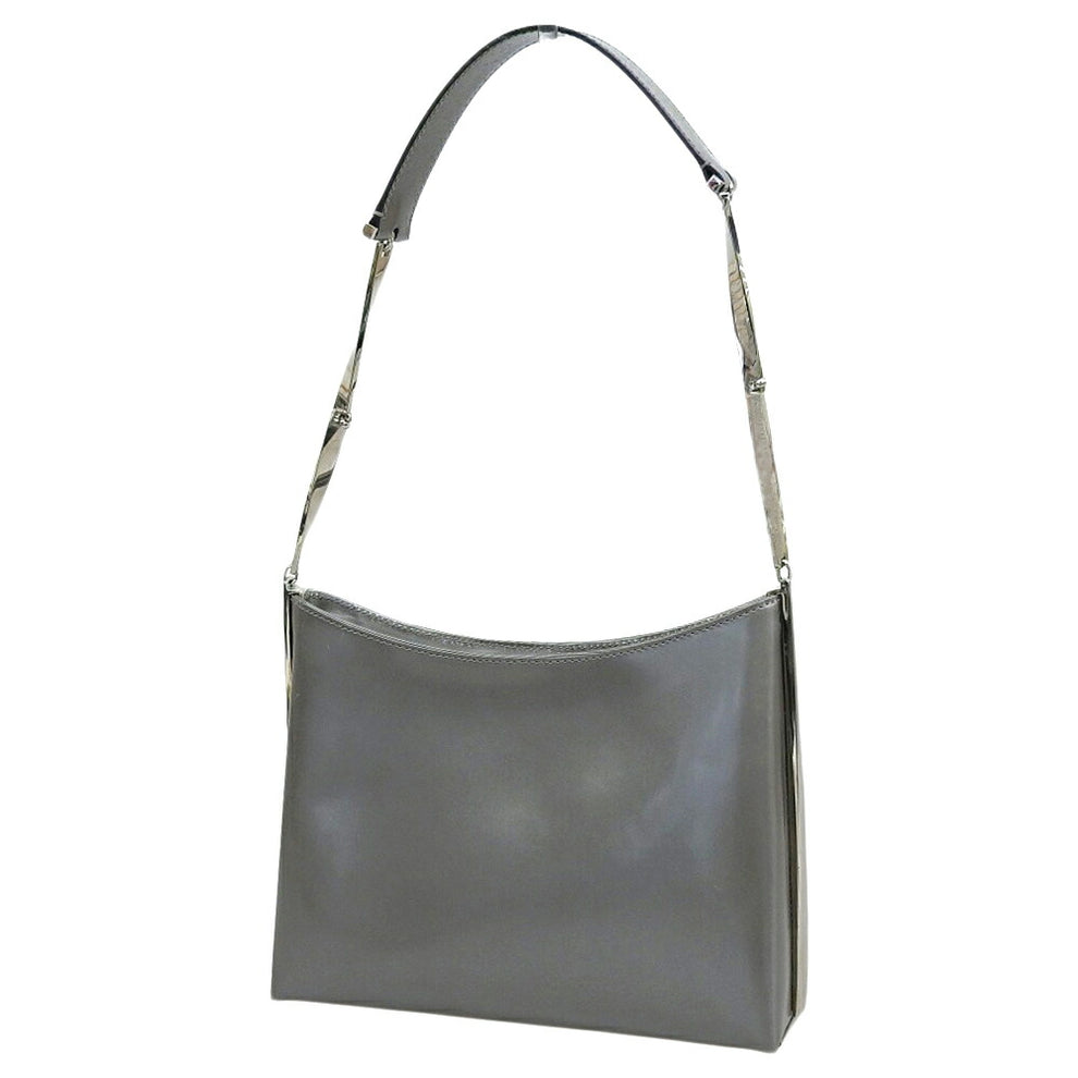 Salvatore Ferragamo Leather Shoulder Bag Silver/ Calfskin
