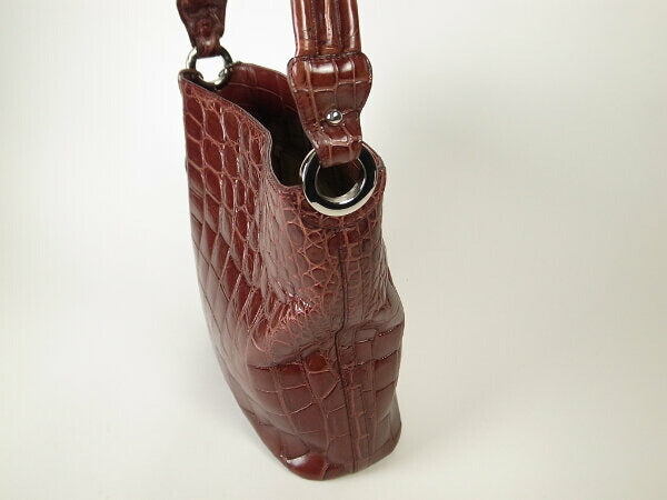BEUGRAND  Crocodile Shoulder Bag Dark Red